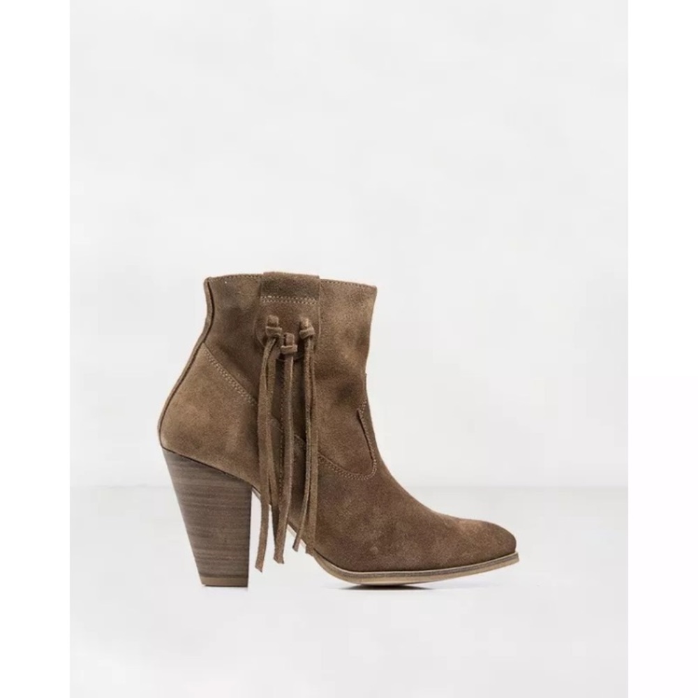 Anthropologie Howsty Marci Fringe Brown Boot Sz 38 - Picture 1 of 8